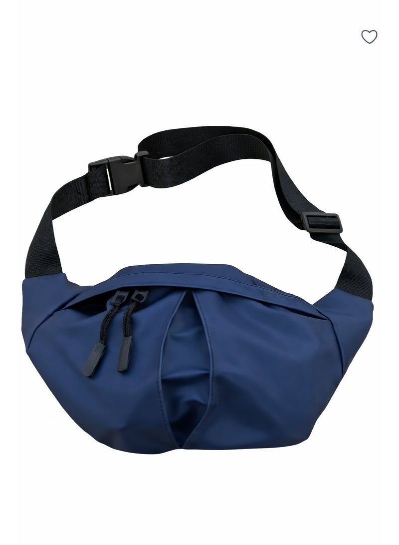 Waterproof waist bag with a rear zippered pocket and a wide main compartment | High quality | Spacious pockets to carry more belongings | Crossbody bag | Waist bag (navy blue)